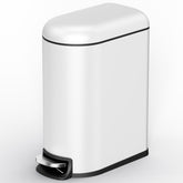 CEROELDA front view of slim white trash can, space-saving benefit