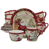 Certified International front view showcasing full 16-piece holiday set and festive styling