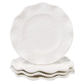 Certified International front view of off-white plate showcasing beaded rim and elegant look