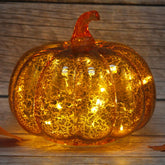 CFDECOR gold mercury glass pumpkin front view showing warm reflective glow and autumn style
