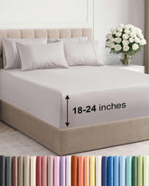CGK Unlimited front view of light grey sheet set showing neat packaging and color