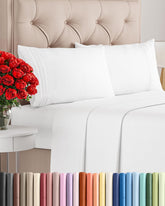 CGK Unlimited king sheet set front packaging showing clean white bedding and contents