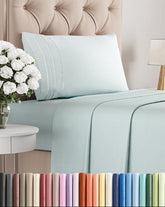 CGK Unlimited front packaging showing ice blue twin sheet set and contents