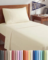 CGK Unlimited front view of Twin XL off-white sheets showing clean neutral style and easy matching