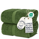 Chakir Turkish Linens folded moss bath sheet showing plush look and absorbency
