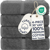 Chakir Turkish Linens folded towels front view showing plush finish and neutral dark gray tone for a cohesive bathroom