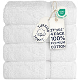 Chakir Turkish Linens folded front view showing clean white hotel-style finish and plush look