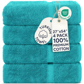 Chakir Turkish Linens front packaging showing aqua towels and neat fold benefits