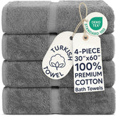 Chakir Turkish Linens front packaging showing two gray bath towels, premium look