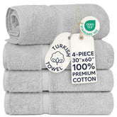 Chakir Turkish Linens front view silver gray towel set showing plush look and clean border
