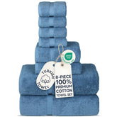 Chakir Turkish Linens front view of Wedgewood towel set showing full contents and neat packaging for easy gifting