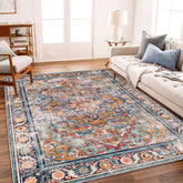 CHAMPLANT rug front view showing medallion design and boho color palette for style