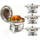 Charcofire front view of four chafing dish set showing polished presentation and reliability
