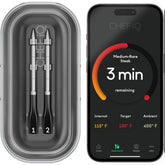 CHEF iQ charging hub front view showing sleek design and easy controls for convenient monitoring