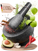 ChefSofi mortar and pestle front view showing durable granite and compact size