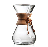 Chemex front view showing elegant glass brewer and hourglass silhouette for stylish serving