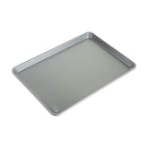 Chicago Metallic front view of jelly roll pan showing full baking surface and responsiveness