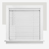 CHICOLOGY front view of 30x36 white cordless mini blinds showing clean profile and benefit