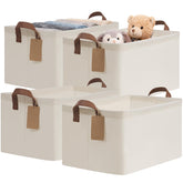 CHICVITA front view of four beige baskets showing organized shelves benefit