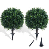 Chillchard front view of two topiary balls showing full shape and curb appeal