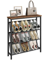 CHOEZON front view of full 4-tier shoe rack shows compact storage benefit