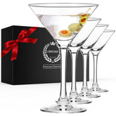 Chouggo front view of four martini glasses showing elegant crystal and sparkle