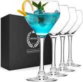Chouggo front view of four Nick & Nora glasses showing elegant silhouette and clarity
