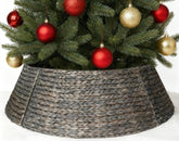 ChumDecor front view of espresso seagrass collar hides tree stand and elevates decor