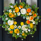 CHvista front view of 24 inch wreath adding bright curb appeal