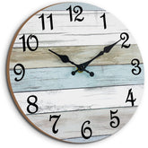 CHYLIN front view of 12" coastal wall clock showing clear numerals and benefit of easy reading