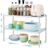 Cidaziya front view of two packaged expandable shelves showing compact storage and convenience