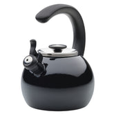 Circulon black enamel kettle front view shows elegant design and fast boiling