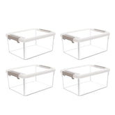 Citylife front view of four clear storage bins in pack showing compact size and organization benefit