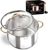 ciwete front view of 8 quart stock pot showing elegant shape and lid for versatile cooking
