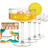 CL FUN coupe glasses front packaging showing elegant gift box and set