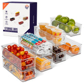 ClearSpace front view showing eight clear stacked bins and organization benefit
