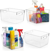 ClearSpace front view of clear plastic bin showing neat storage and quick access