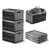 CleverMade front view of 3-pack stone bins showing size and convenience