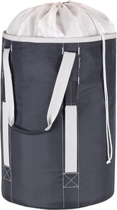 CleverMade front view of charcoal cream duffel showing clean silhouette and capacity