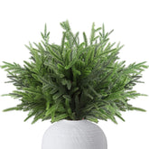 Cllayees front view of 12-pack showing lifelike Norfolk pine stems and ready-to-use greenery