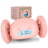 CLOCKY front view showing pink casing and easy-read display for quick wake-up