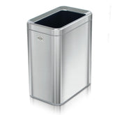 Clorox slim open trash can front view with compact footprint benefit