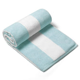 CLOWOOD front view showing aqua stripes and full towel size benefit