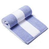 CLOWOOD front view showing blue cabana stripes and soft plush finish for relaxing