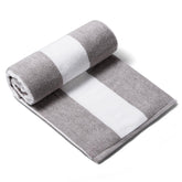 CLOWOOD front view of charcoal cabana towel shows full striped design and generous size