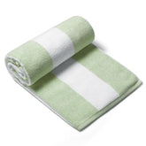 CLOWOOD front view grass-green cabana towel shows full striped design and coverage