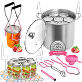 Clroursim canning pot front view showing pink exterior and capacity benefit