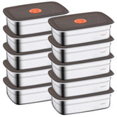 CLWVPCOT front view of 10-pack stainless containers showing organized set and convenience