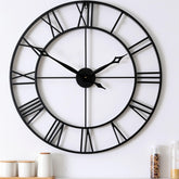 CLXEAST front view 30-inch wall clock showing bold Roman numerals and clear time reading
