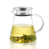 CNGLASS teapot front view showing clear borosilicate glass and capacity, highlights elegant design